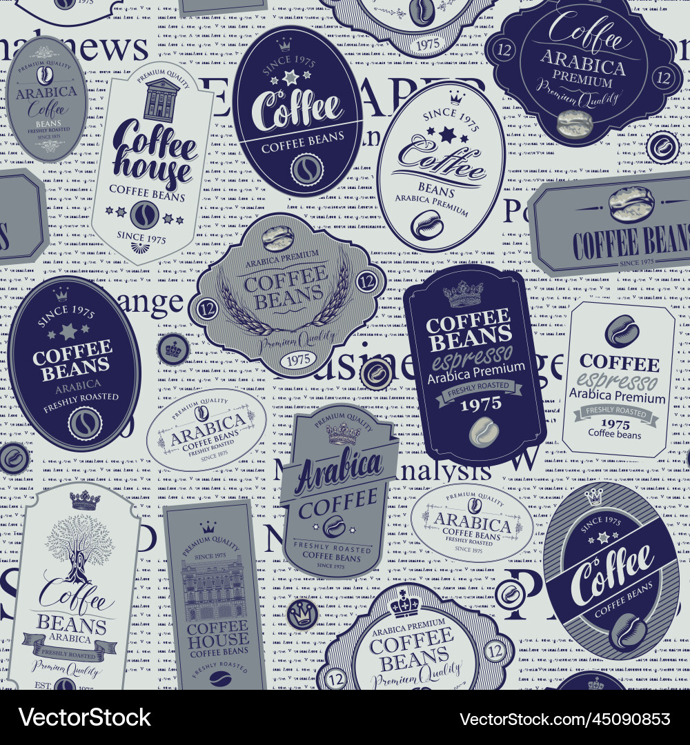 Seamless pattern in retro style on coffee theme Seamless pattern in retro style on coffee theme vector image