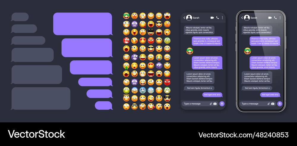 Smartphone messaging app user interface Smartphone messaging app user interface vector image