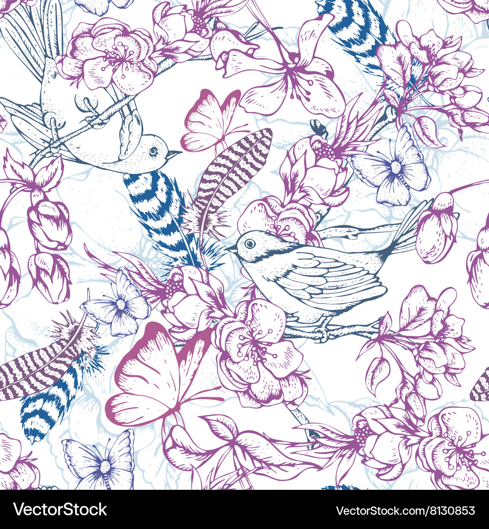 Spring Botanical Feather Pattern vector image