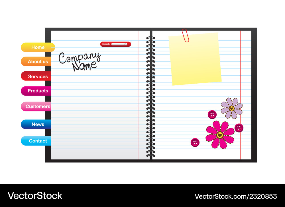 Web site notebook isolated over white background vector image