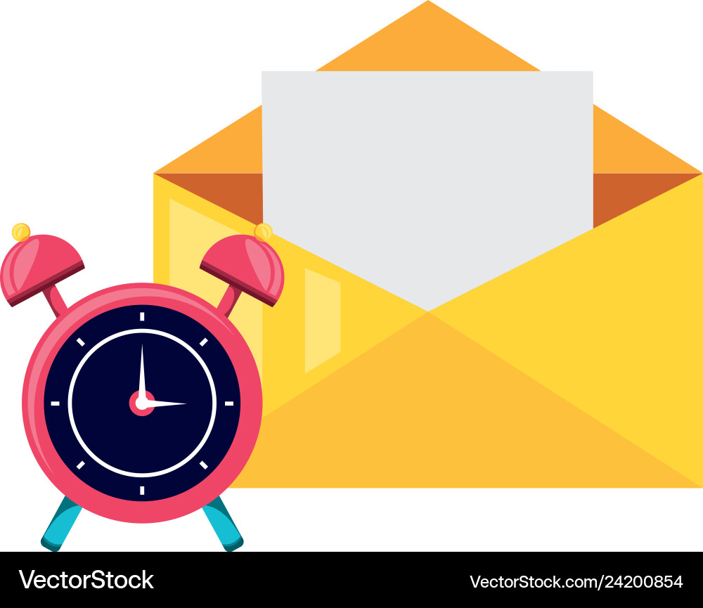 Alarm clock with envelope mail vector image