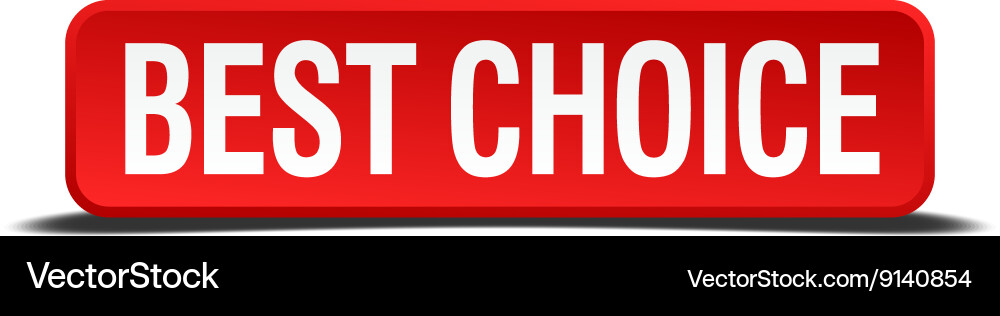 Best choice red three-dimensional square button vector image