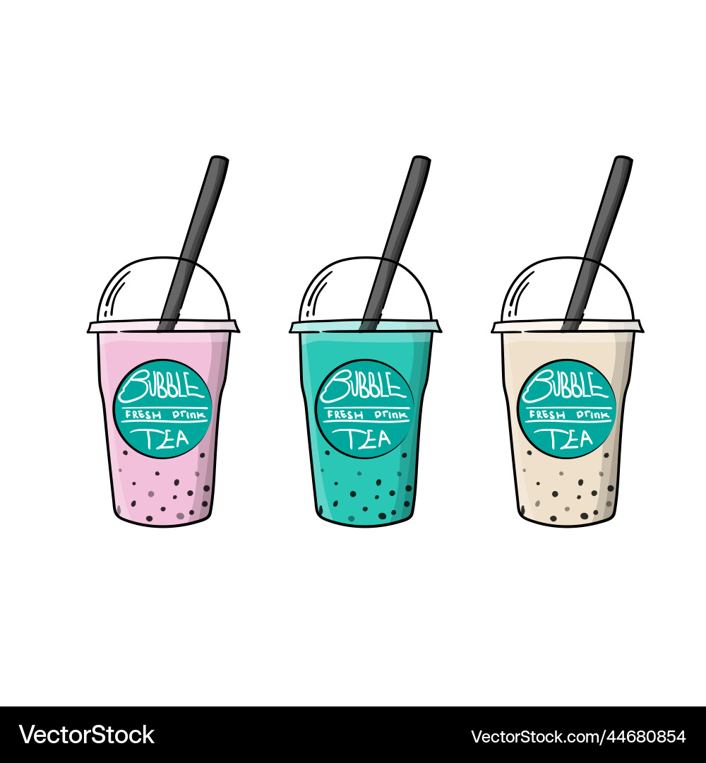 Bubble Tee in Cartoon Design mit Geschmack Bubble Tee in Cartoon Design mit Geschmack vektorbild