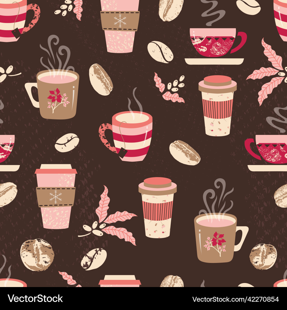 Coffee Beans & Winter Pattern Vector Image