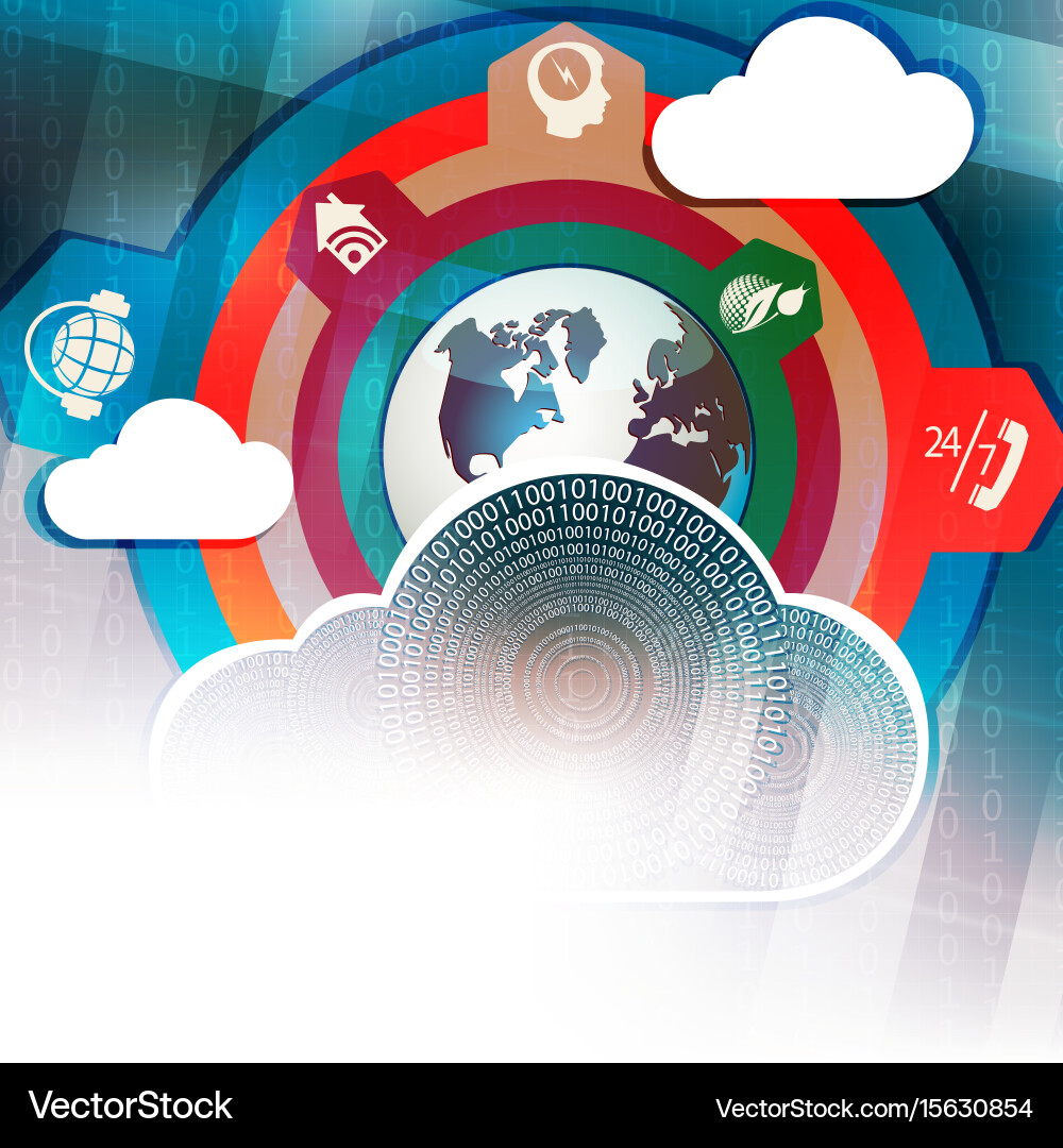 Colorful design with computer cloud Vector Image