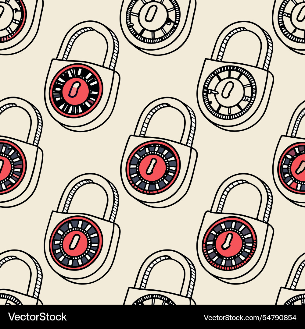 Digital padlocks in seamless grids secure pattern Vector Image