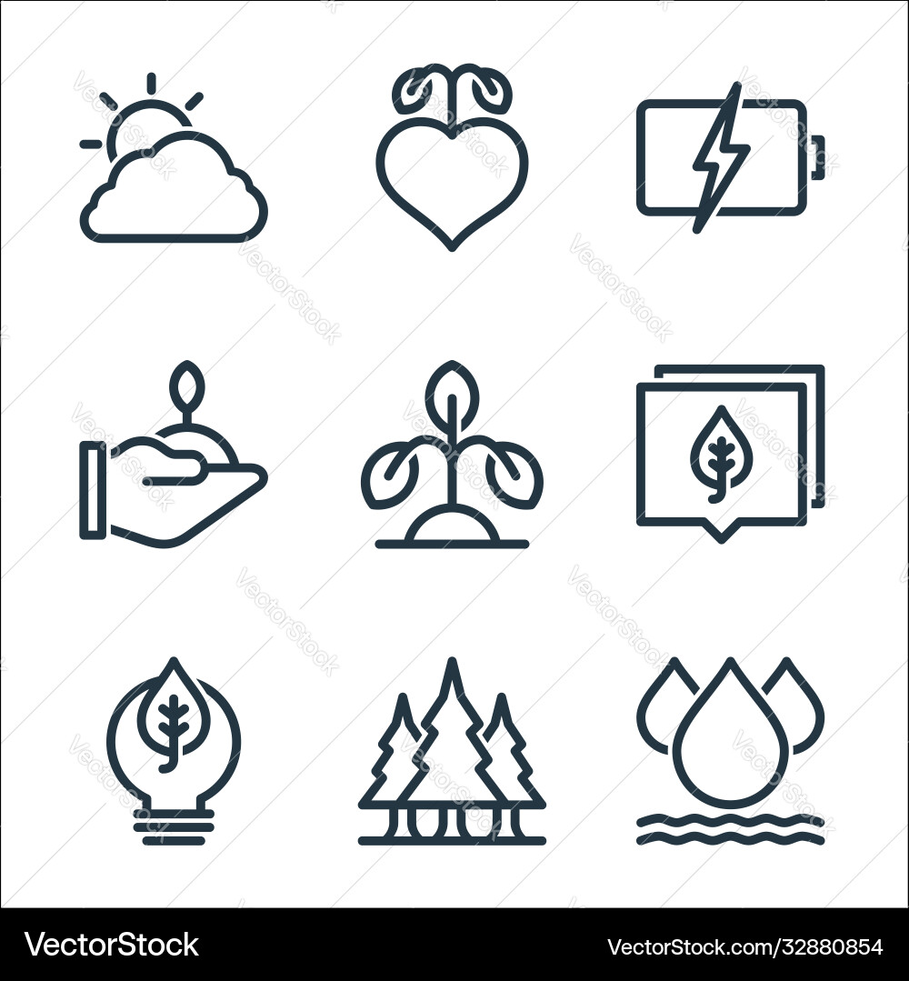 Ecology line icons linear set quality Ecology line icons linear set quality vector image