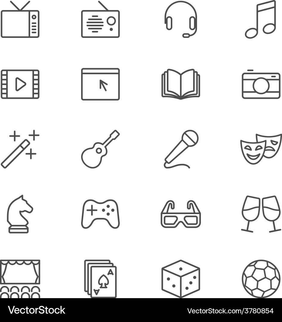 Entertainment thin icons Royalty Free Vector Image