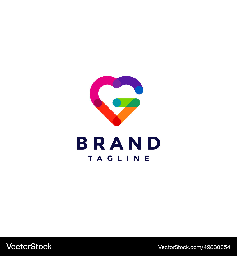 Letter g shaped colorful heart symbol design Letter g shaped colorful heart symbol design vector image