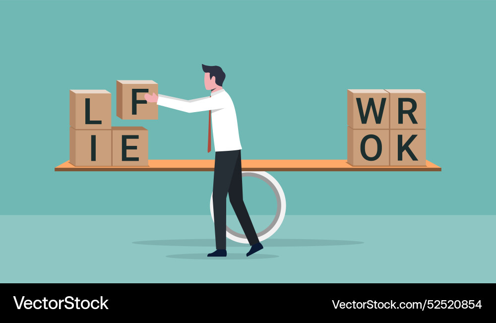 Life and work balance on scale symbolize harmony Vector Image