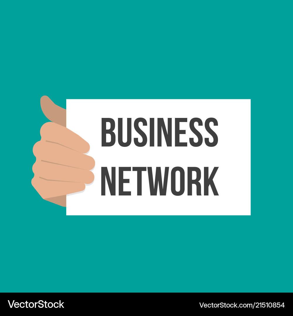 Man showing paper business network text Man showing paper business network text vector image