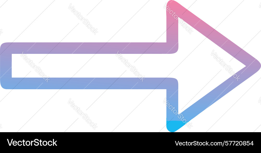 Outline arrow pointing right with modern gradient vector image