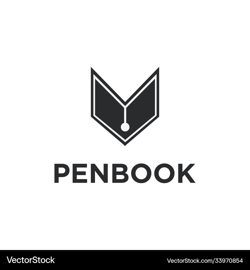 Pen and Open Book Logo Vector Image