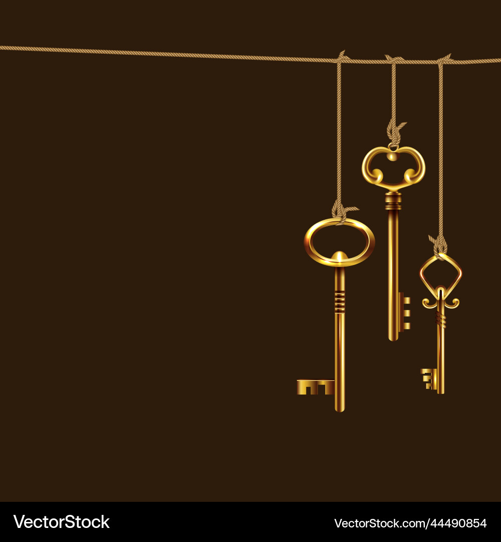 Realistic vintage keys strings composition Realistic vintage keys strings composition vector image