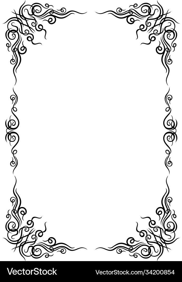 Rectangular black frame with filigree swirls Rectangular black frame with filigree swirls vector image