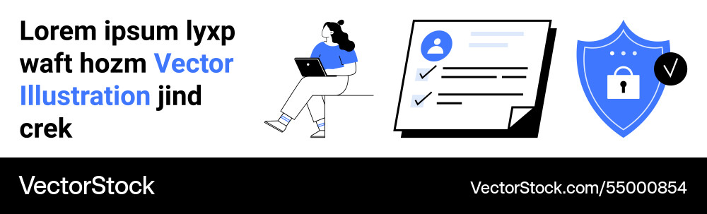 Remote work with document checklist and security vector image