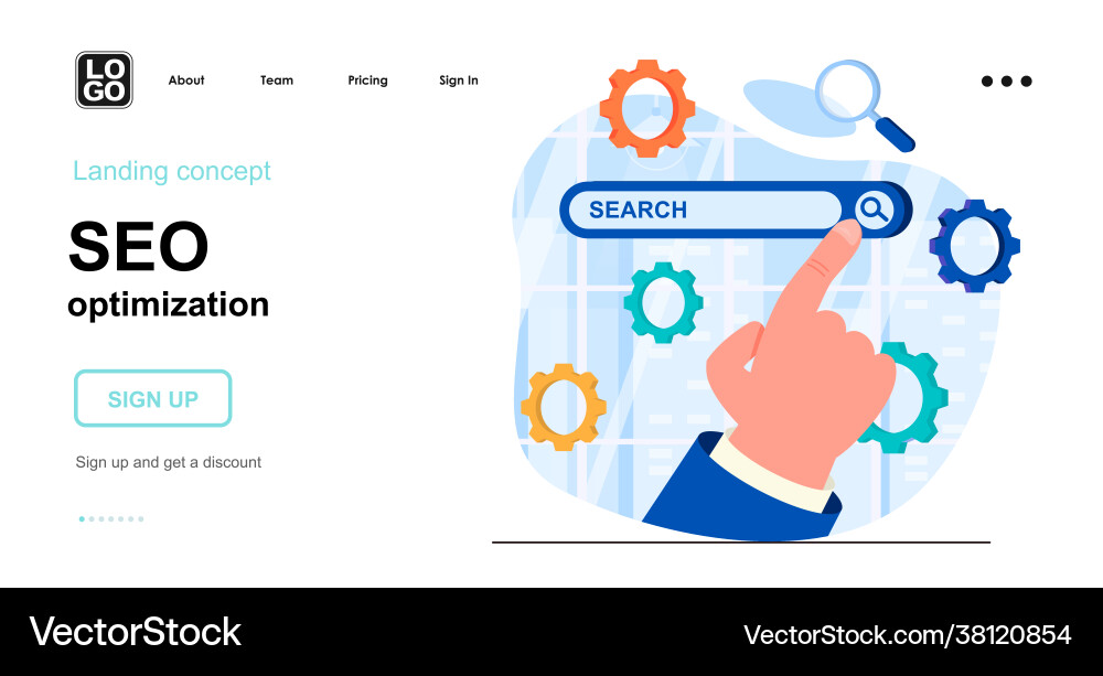 Seo optimization web concept setting up browser vector image