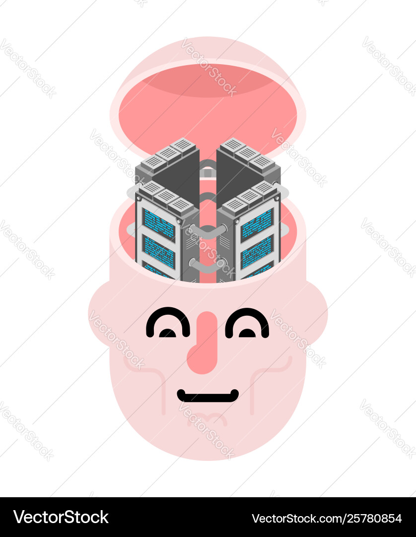Server in head data center brain internet Server in head data center brain internet vector image