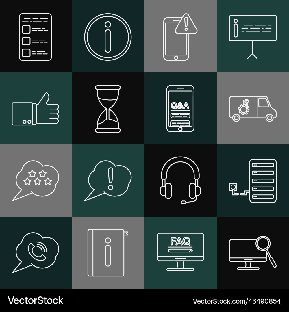 Set line computer monitor diagnostics server car vector image