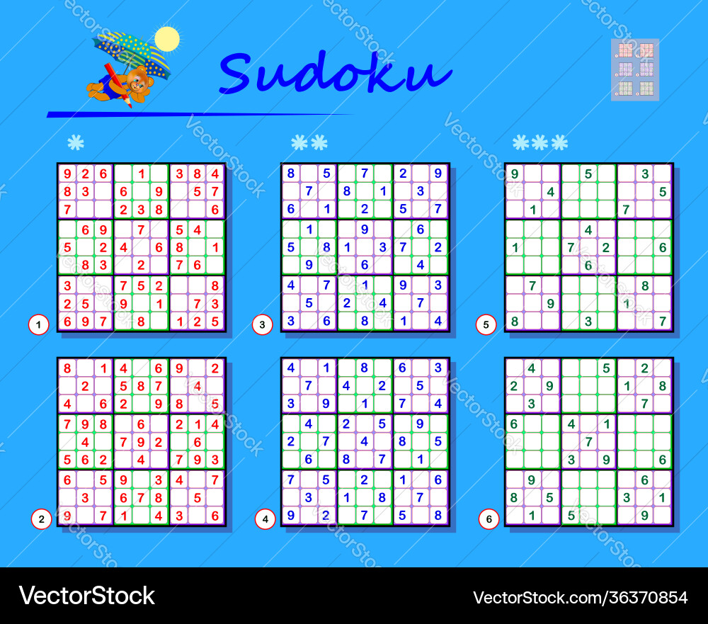 Set of Sudoku Puzzles - Different Levels Vector Image