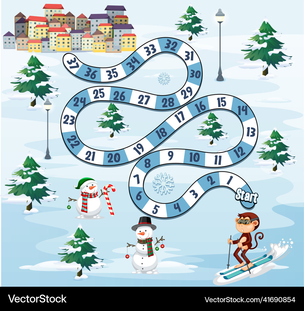 Snow Counting Game Template vector image
