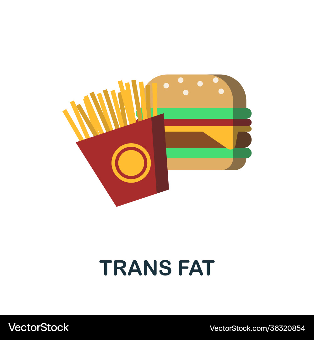 Trans fat flat icon color simple element from Vector Image
