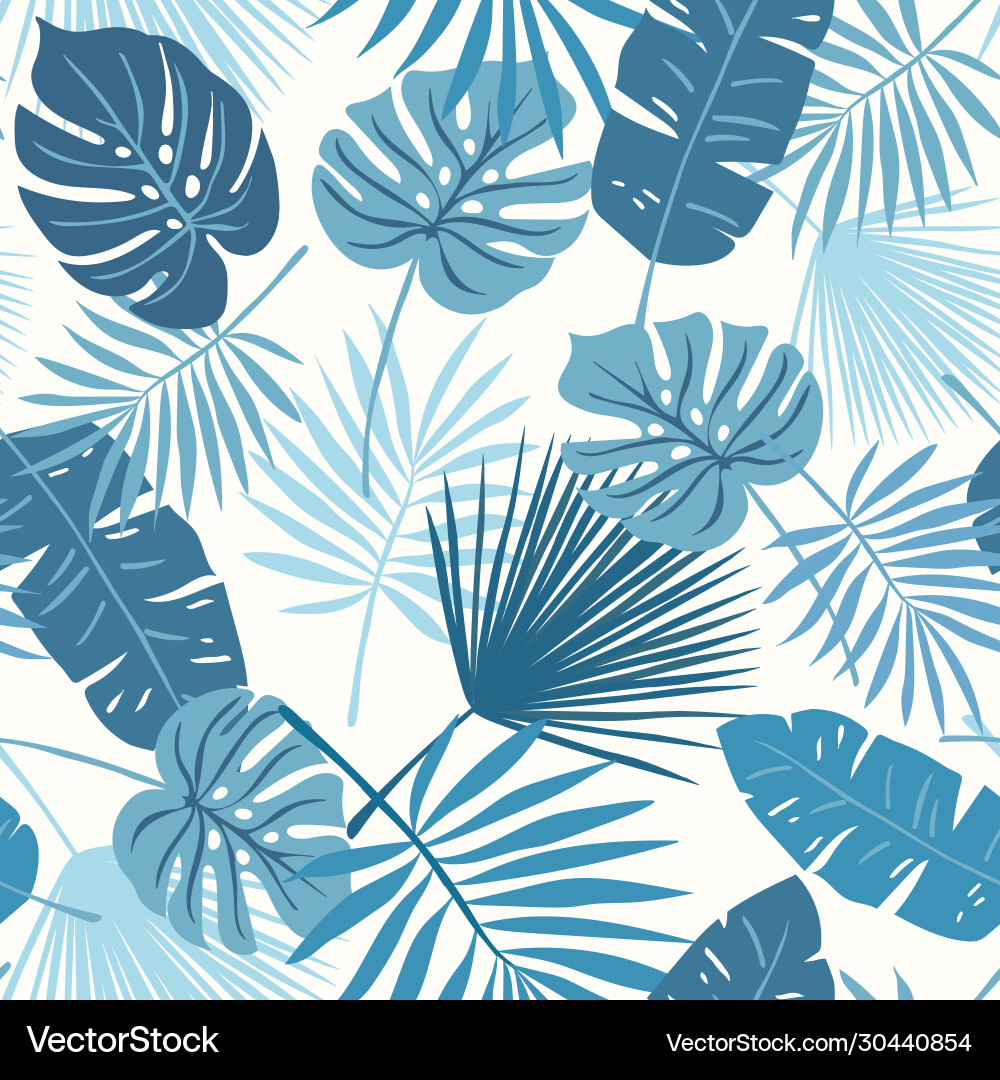 Tropical Blue Leaf Pattern vector image