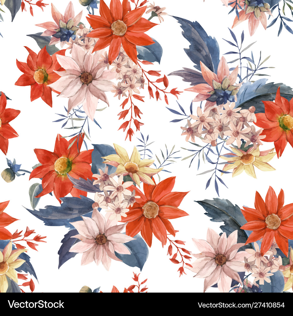 Watercolor floral seamless pattern Watercolor floral seamless pattern vector image