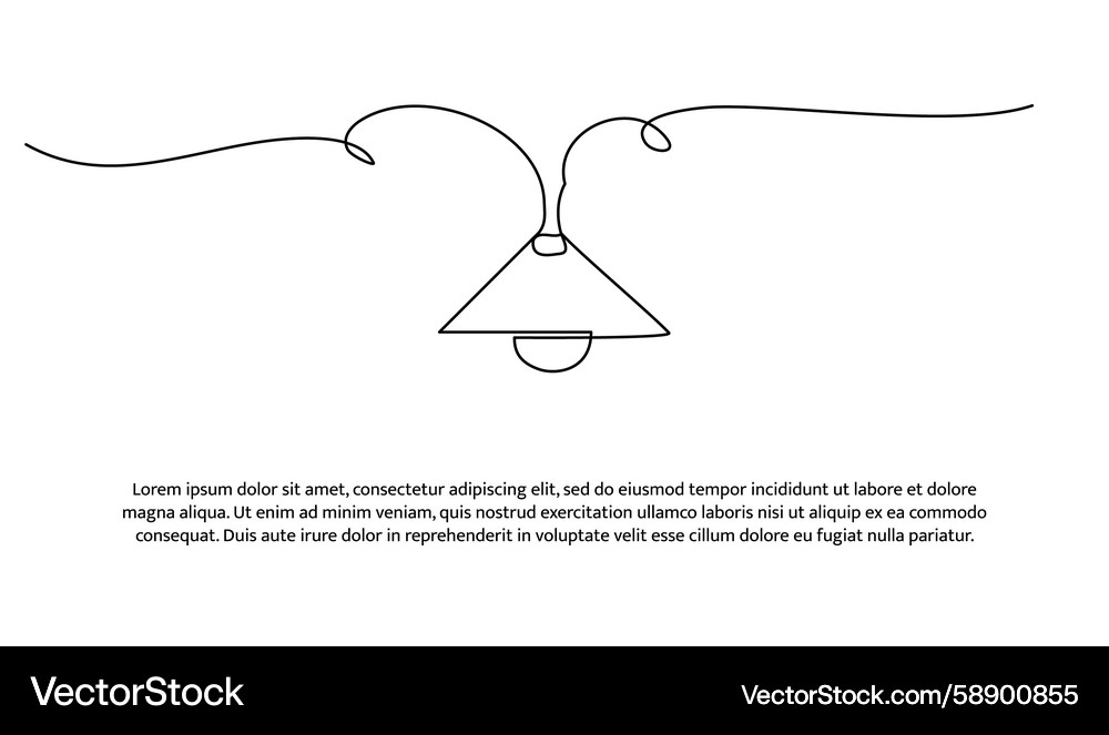Abstract Single Bulb Lamp Line Art Vector Image