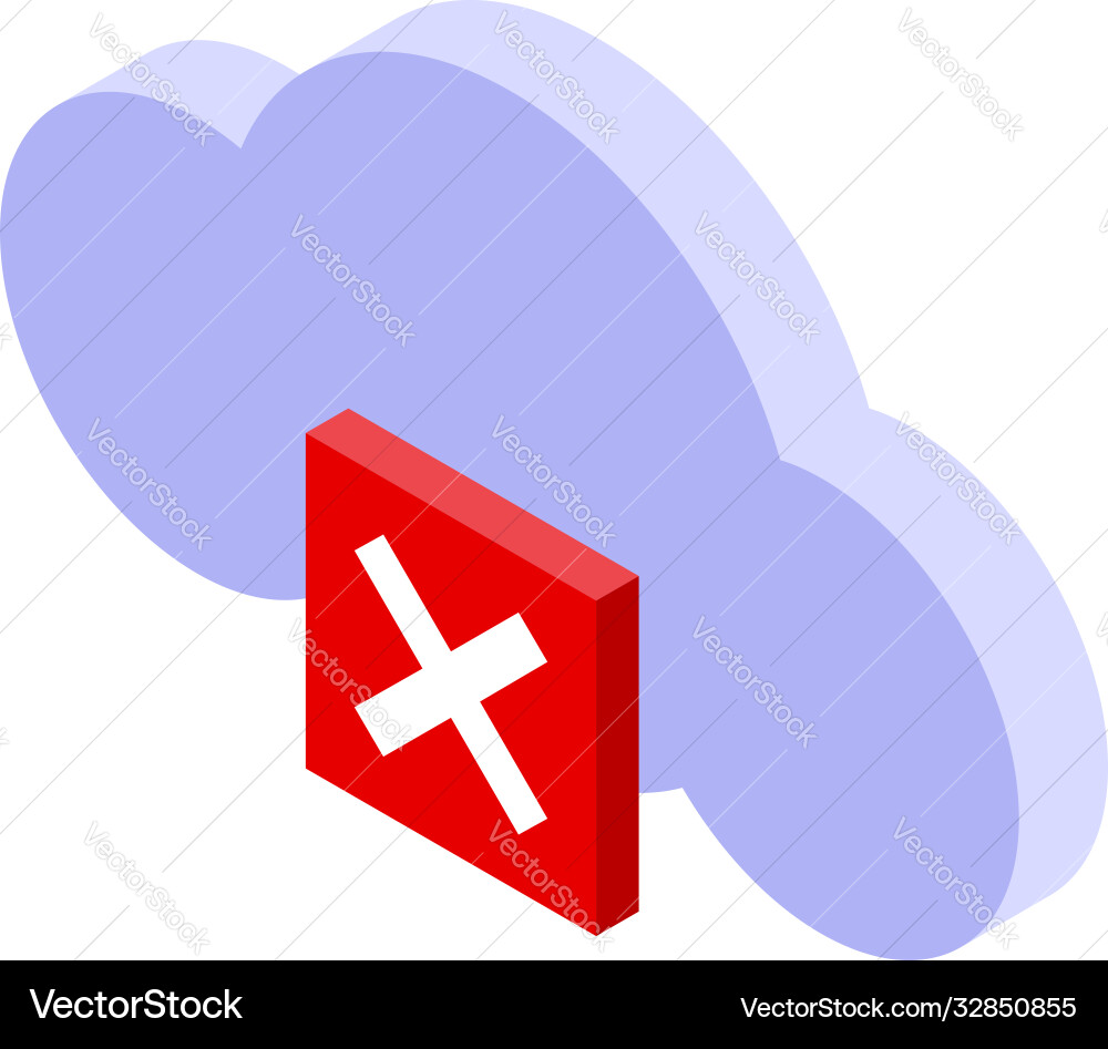 Authentication cloud data error icon isometric Authentication cloud data error icon isometric vector image