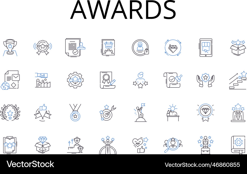 Awards line icons collection honors prizes Awards line icons collection honors prizes vector image