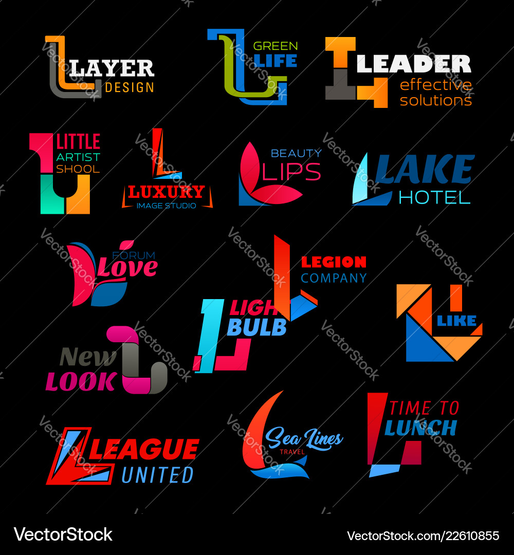 Business l letter icons abstract design Vector Image