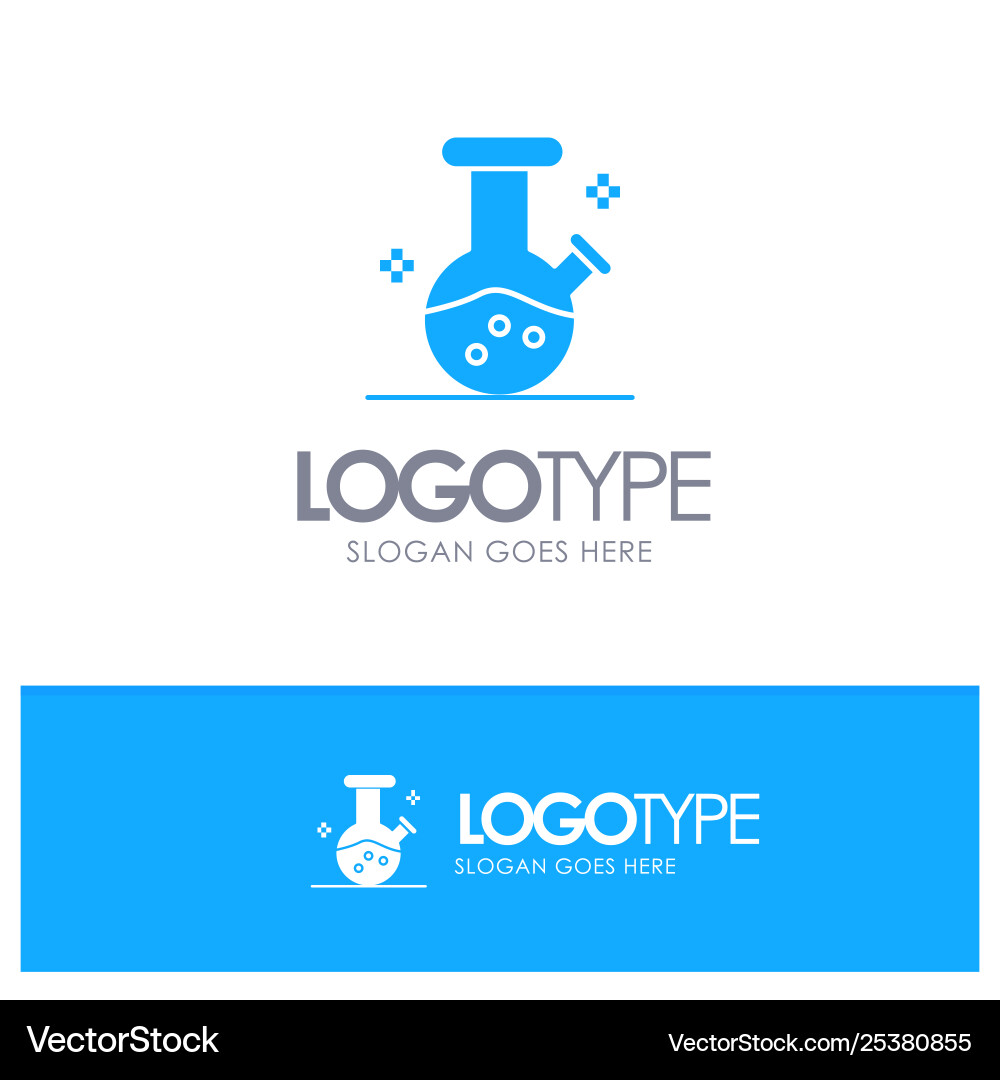 Demo flask lab potion blue solid logo with place Vector Image