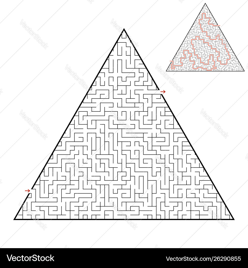 Difficult triangular labyrinth game for kids Difficult triangular labyrinth game for kids vector image