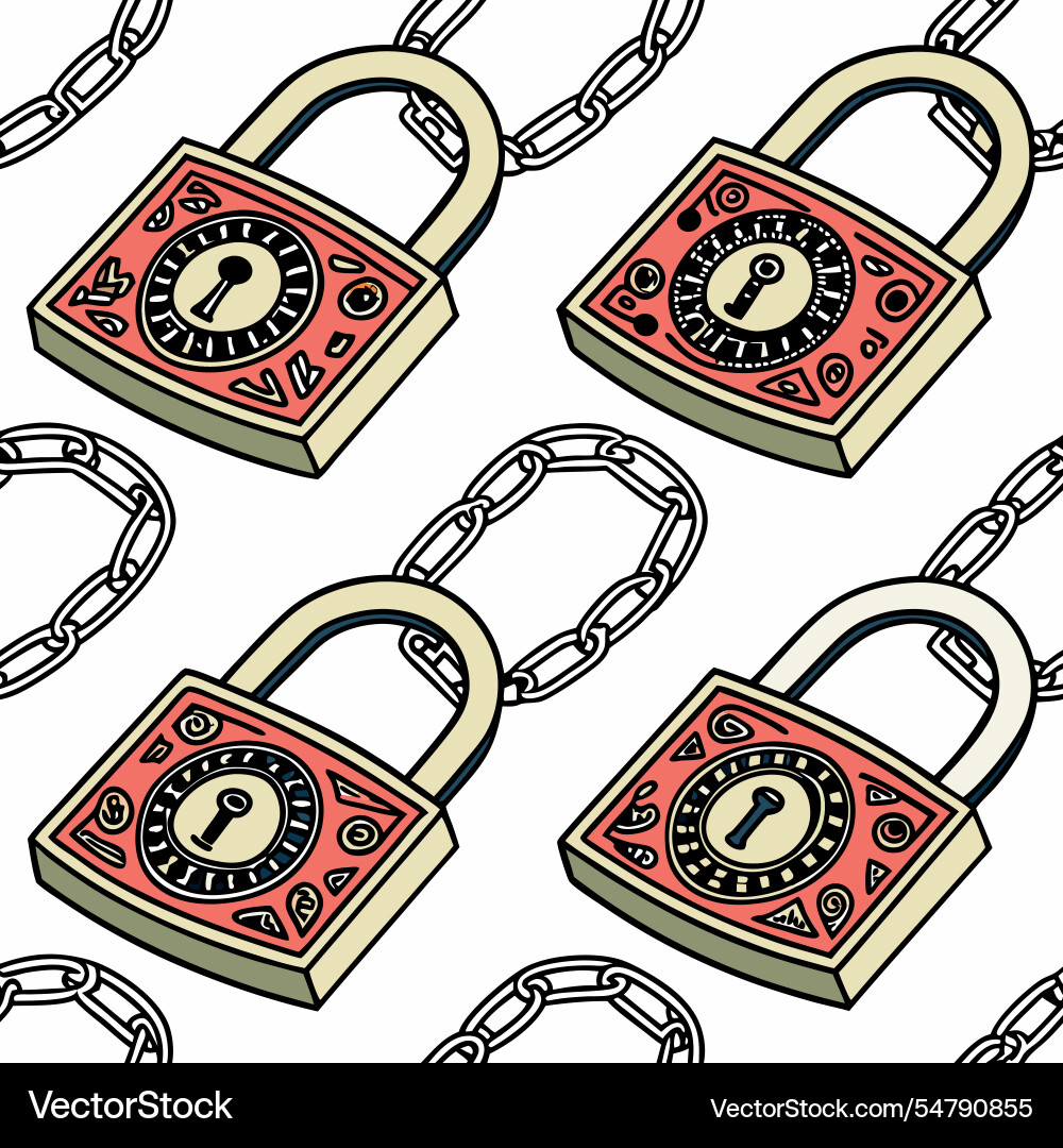 Digital padlocks in seamless grids secure pattern Vector Image