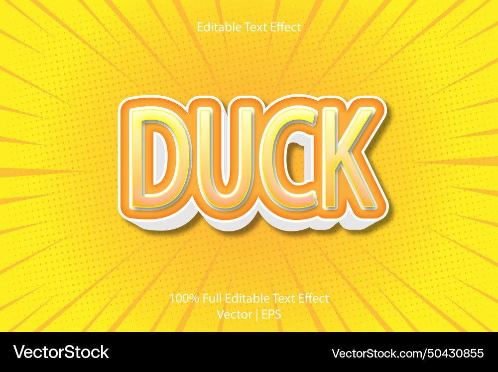 Duck editable text effect 3 dimension emboss Vector Image
