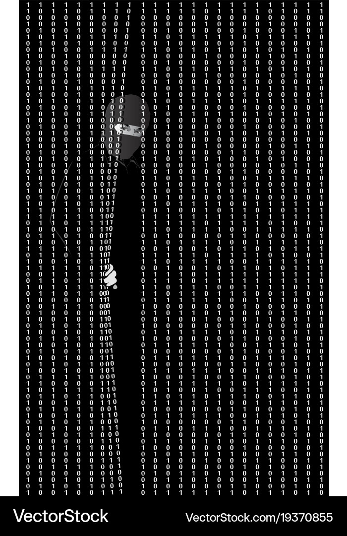 Hacker in a mask after vertical blinds vector image