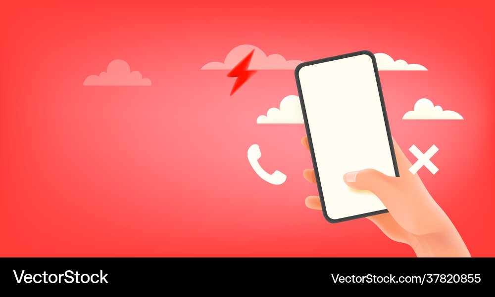 Man using modern smartphone with empty screen red Vector Image