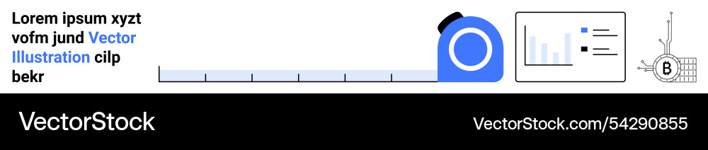 Measure tape bar chart and bitcoin chip elements Measure tape bar chart and bitcoin chip elements vector image