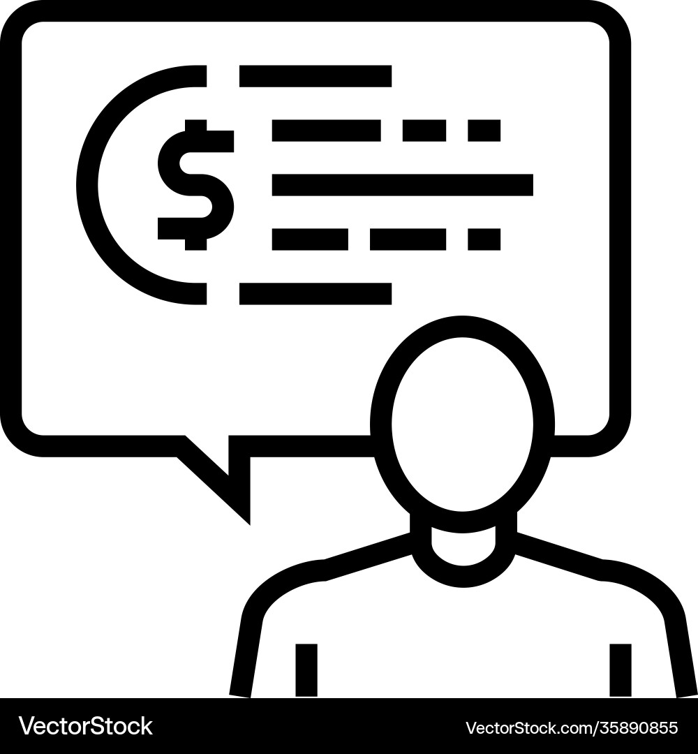 Mensch reden über Geld Linie Symbol Mensch reden über Geld Linie Symbol vektorbild