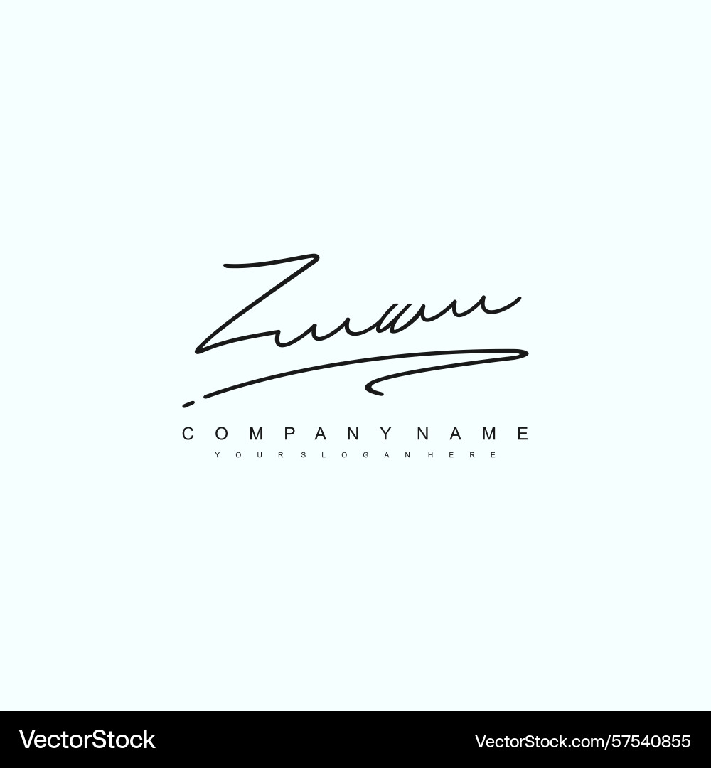 Minimal signature logo design with zu initials Vector Image