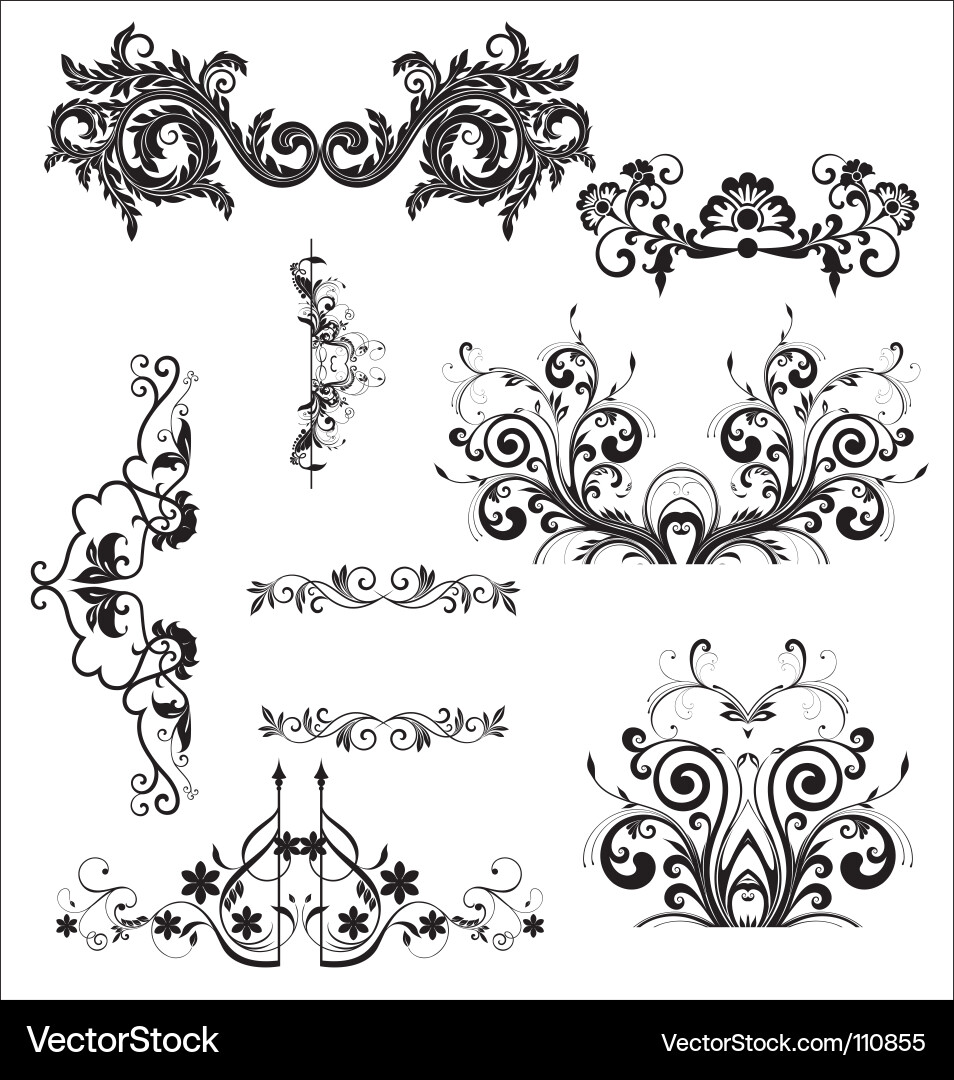 Ornate Floral Swirls Vector Image