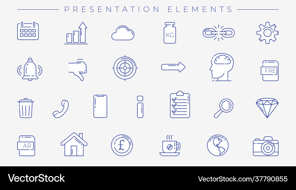 Presentation elements concept line style Presentation elements concept line style vector image