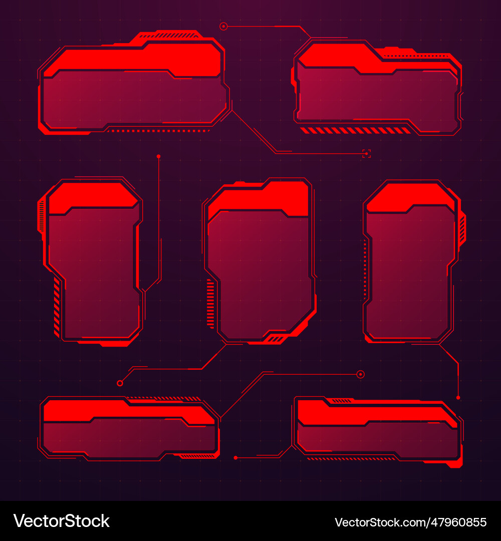 Red futuristic hud or ui elements sci-fi user Red futuristic hud or ui elements sci-fi user vector image