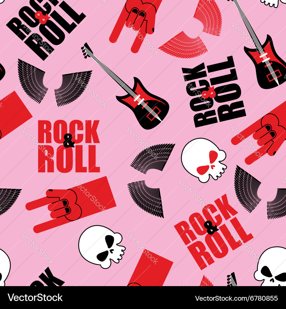 Rock and roll seamless pattern symbol of vector image