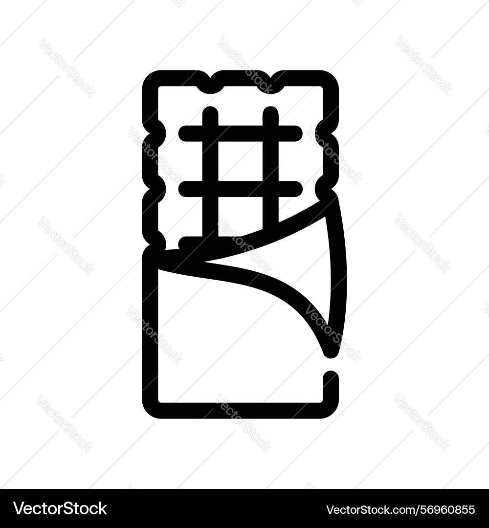 Segmented chocolate bar partially unwrapped from vector image