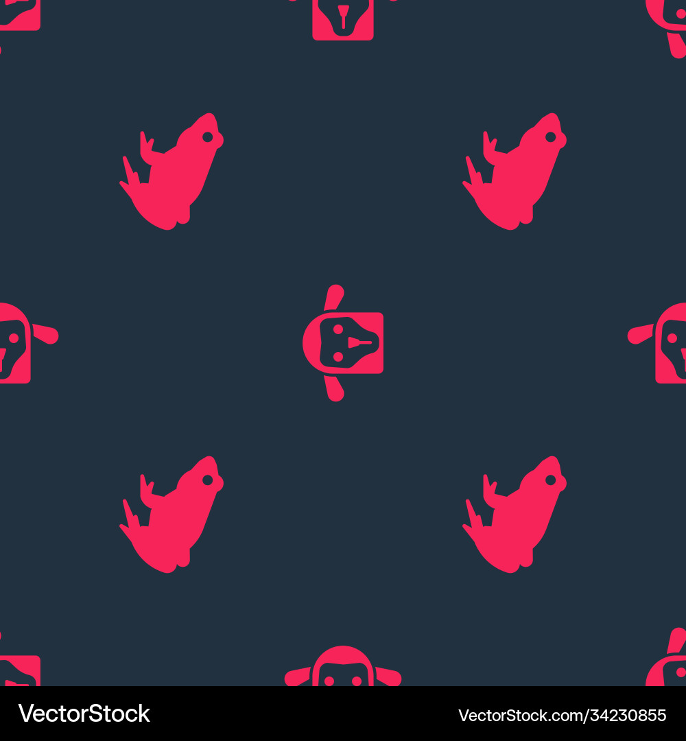 Set frog and sheep head on seamless pattern Set frog and sheep head on seamless pattern vector image