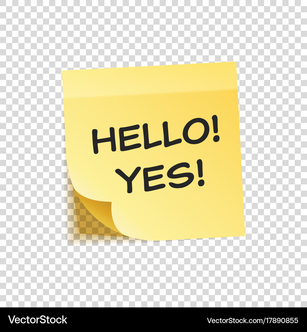Sticky note with text and shadow isolated vector image