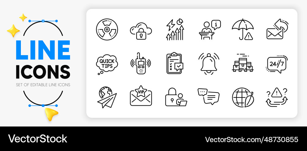 Text message cloud protection and checklist line Text message cloud protection and checklist line vector image