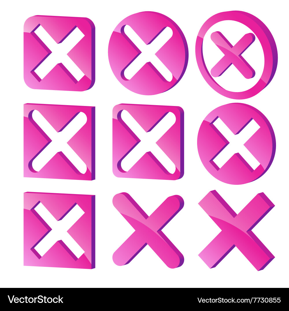 Various three dimensional x marks 3d cross Vector Image